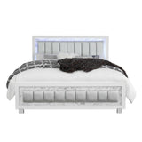 White Faux Leather Upholstered Full Bed Frame With No