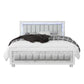 White Solid Wood And Faux Leather Lighted King Bed Frame With No