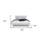 White Solid Wood And Faux Leather Lighted King Bed Frame With No