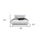 White Solid Wood And Faux Leather Lighted King Bed Frame With No