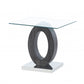 20" White, Grey And Clear Glass Oval End Table