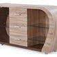 Oak And Walnut Multi Tone Buffet With 3 Drawers