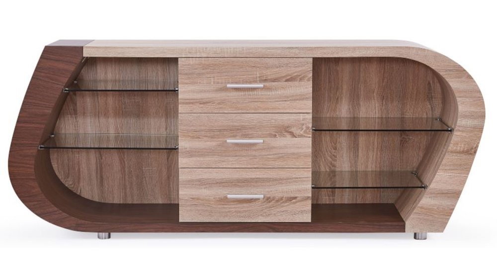 Oak And Walnut Multi Tone Buffet With 3 Drawers