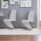 Set of Two White and Silver Upholstered Faux Leather Dining Parsons Chairs