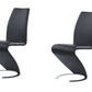 Set of Two Black and Silver Upholstered Faux Leather Dining Parsons Chairs