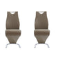 Set of Two Brown and Silver Upholstered Faux Leather Dining Parsons Chairs