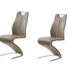 Set of Two Brown and Silver Upholstered Faux Leather Dining Parsons Chairs