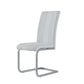 Set of Four White and Silver Upholstered Faux Leather Dining Side Chairs