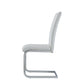 Set of Four White and Silver Upholstered Faux Leather Dining Side Chairs