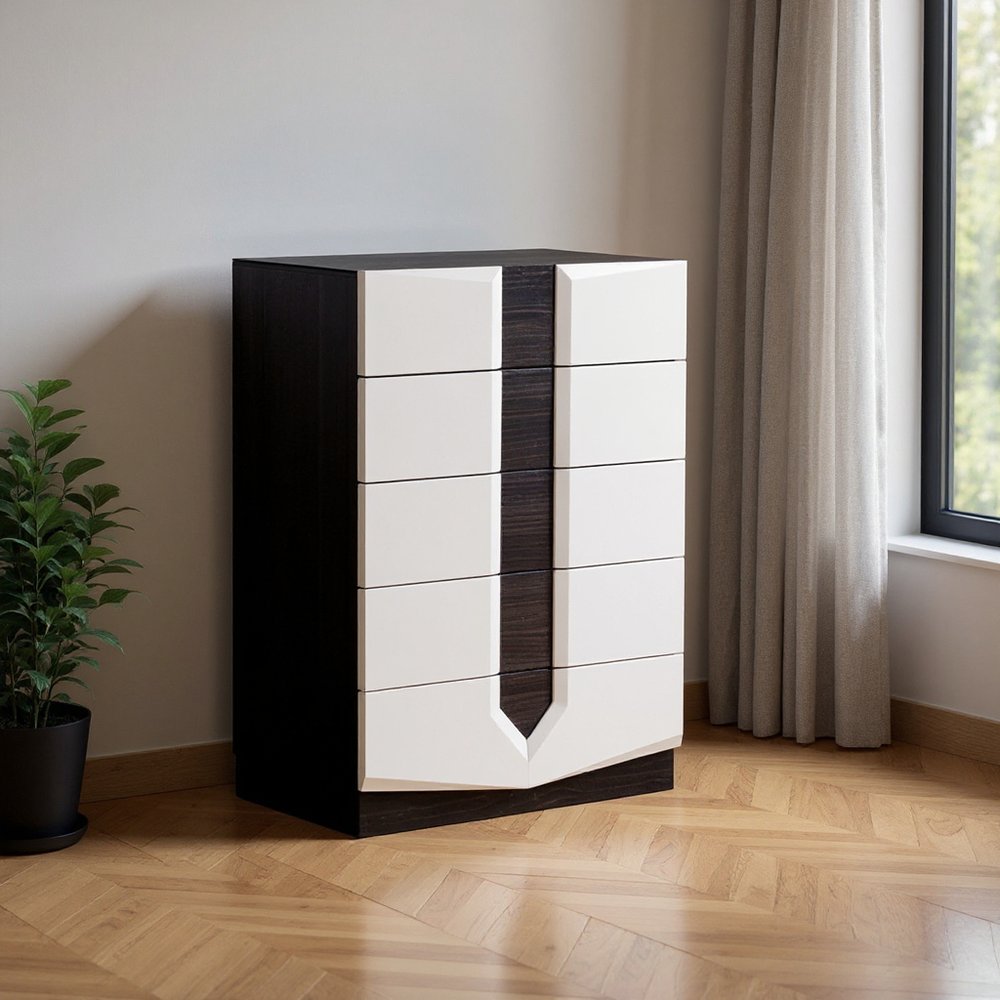 White And Grey Dresser With 6 Drawer