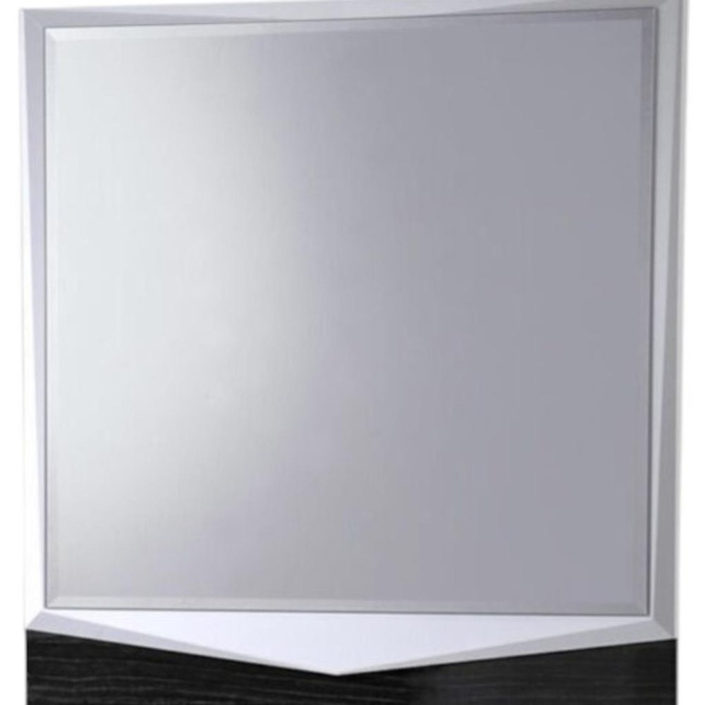 44" Gray And White Glass And Wood Mounted Accent Mirror