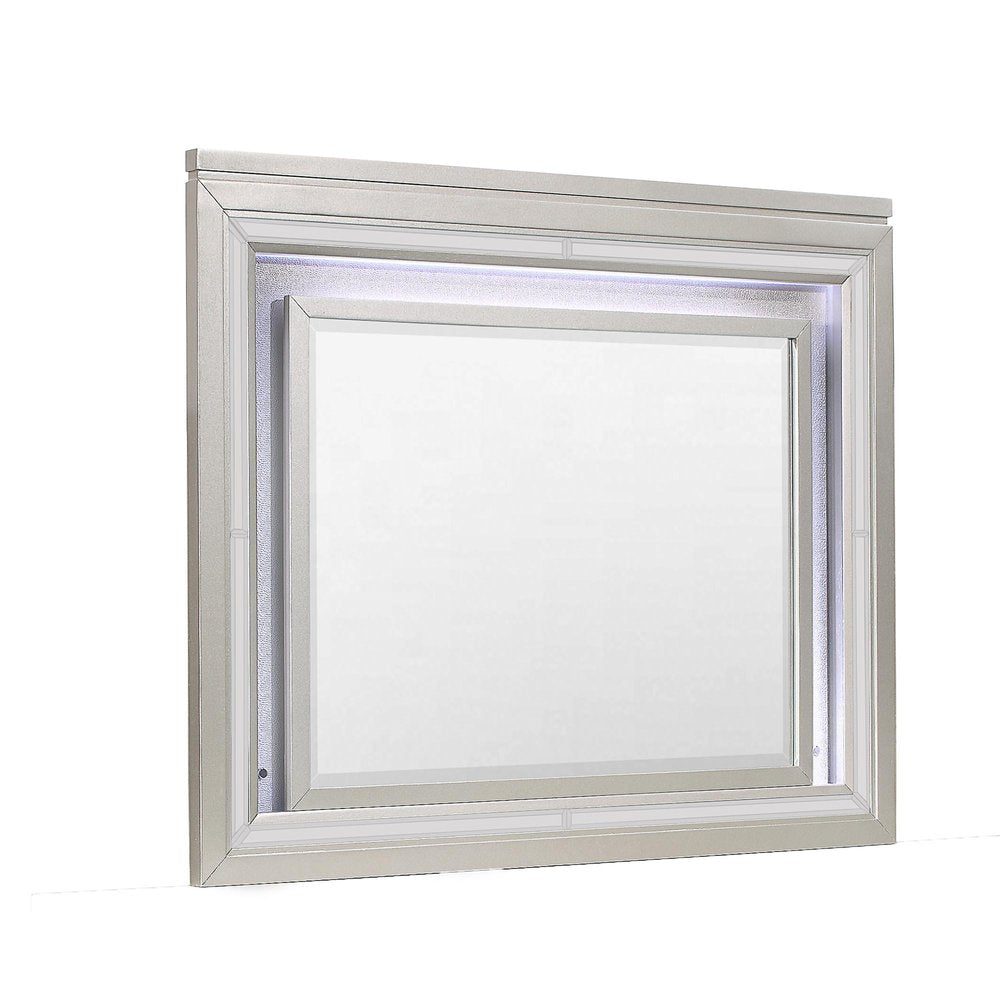 38" Champagne Wood Lighted Mounted Accent Mirror
