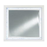 41" White Faux Marble Wood Lighted Mounted Accent Mirror
