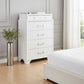 59" White Solid Wood Mirrored Nine Drawer