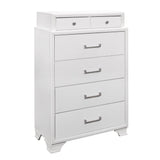 59" White Solid Wood Mirrored Nine Drawer