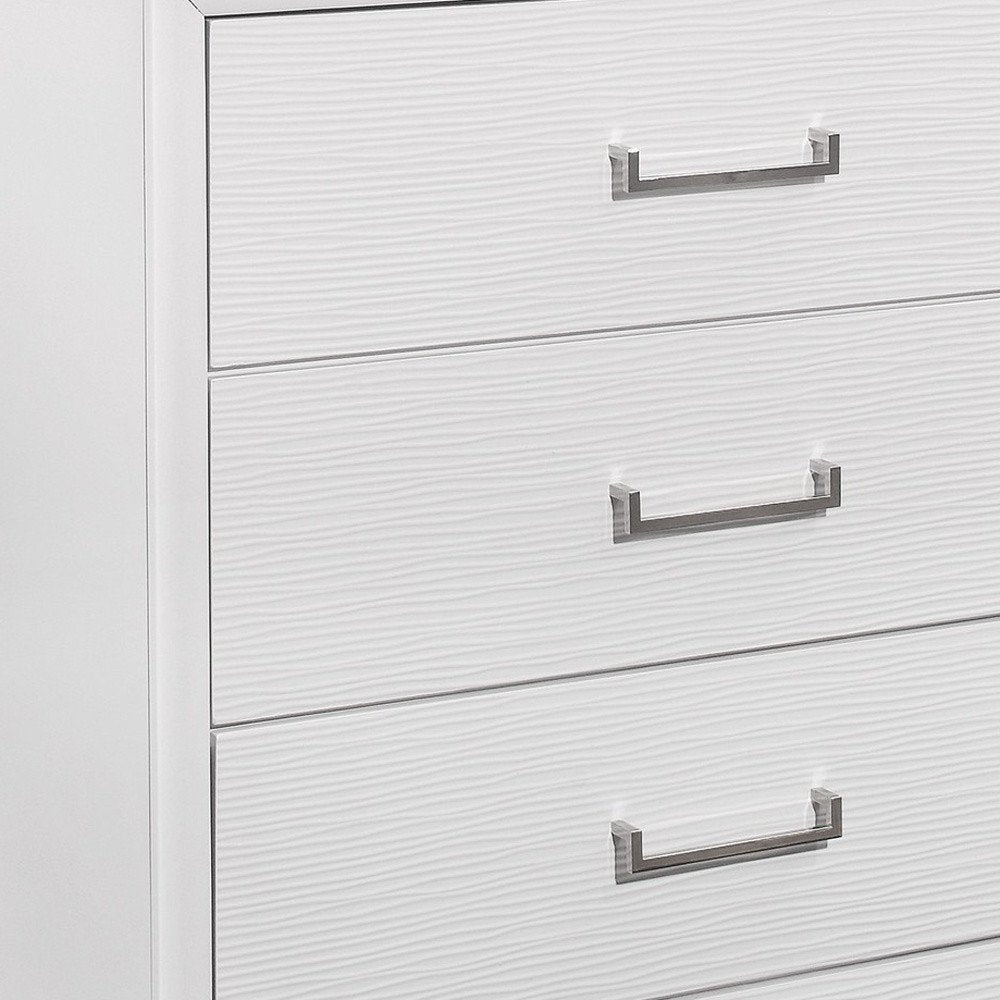 59" White Solid Wood Mirrored Nine Drawer