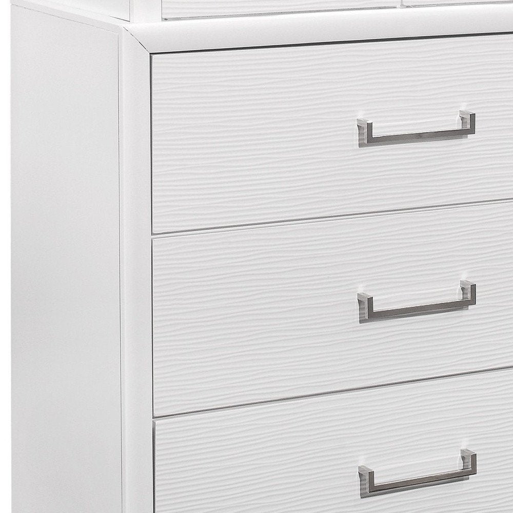 59" White Solid Wood Mirrored Nine Drawer