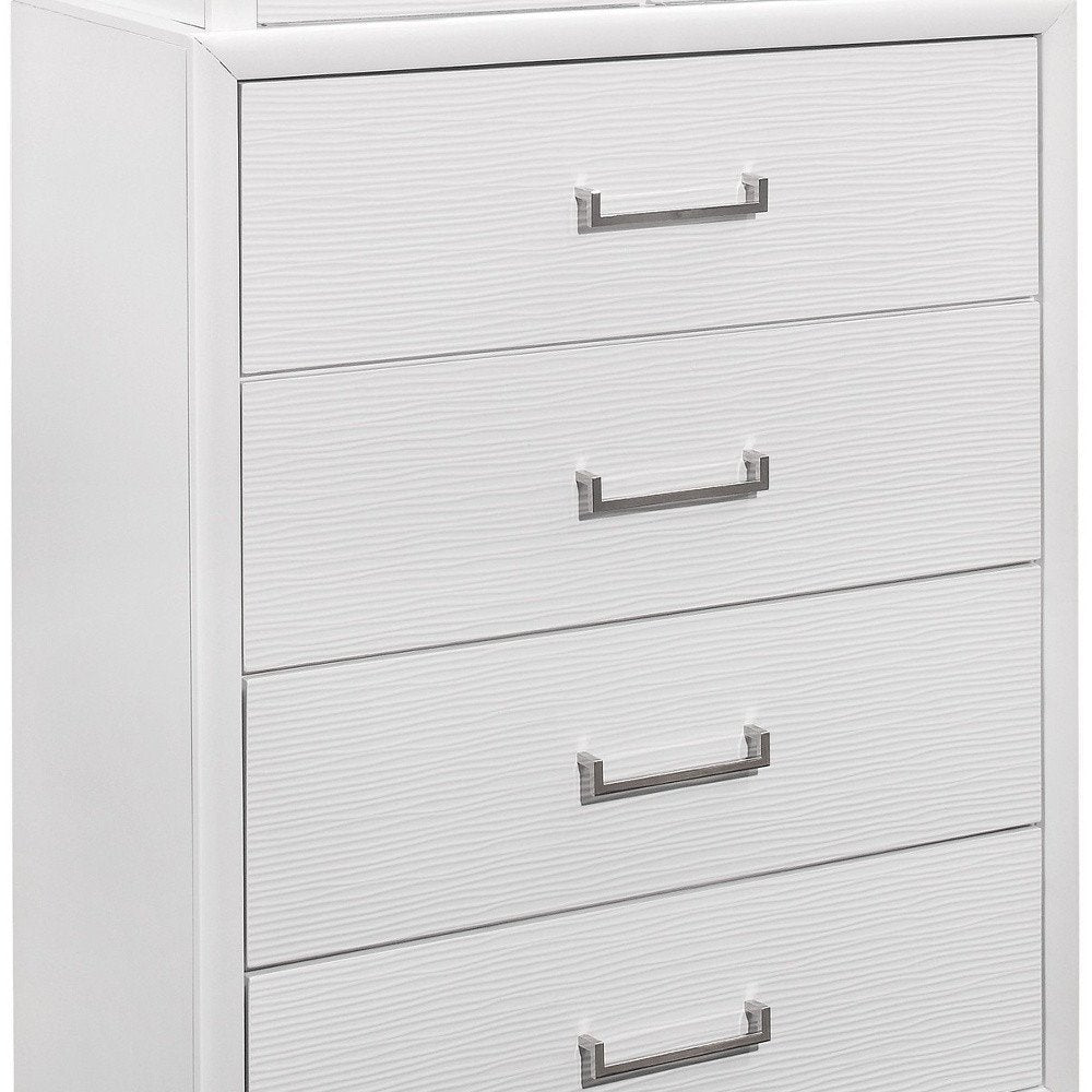 59" White Solid Wood Mirrored Nine Drawer