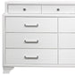 59" White Solid Wood Mirrored Nine Drawer