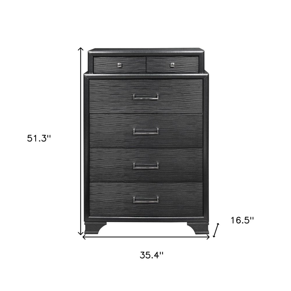 59" Gray Solid Wood Nine Drawer Double Dresser