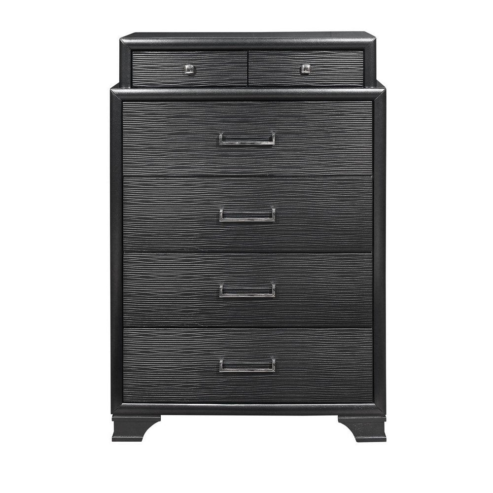 59" Gray Solid Wood Nine Drawer Double Dresser