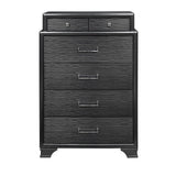 59" Gray Solid Wood Nine Drawer Double Dresser