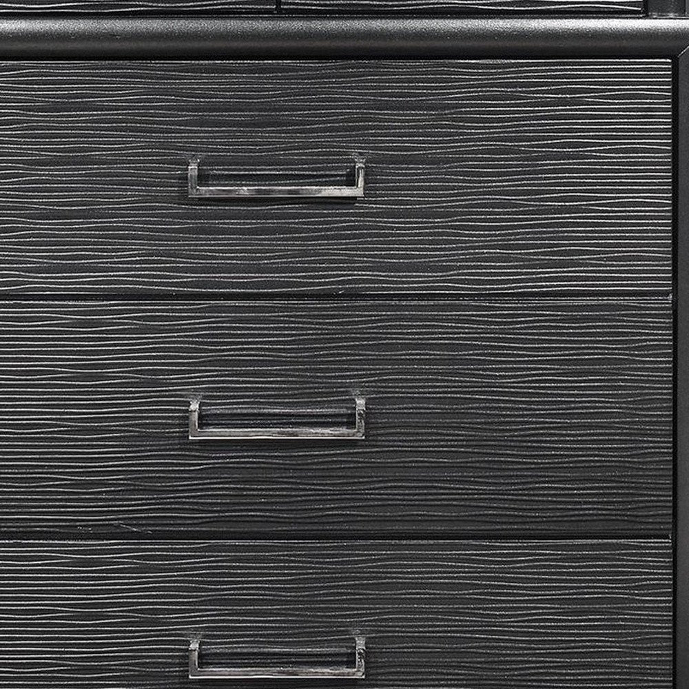 59" Gray Solid Wood Nine Drawer Double Dresser