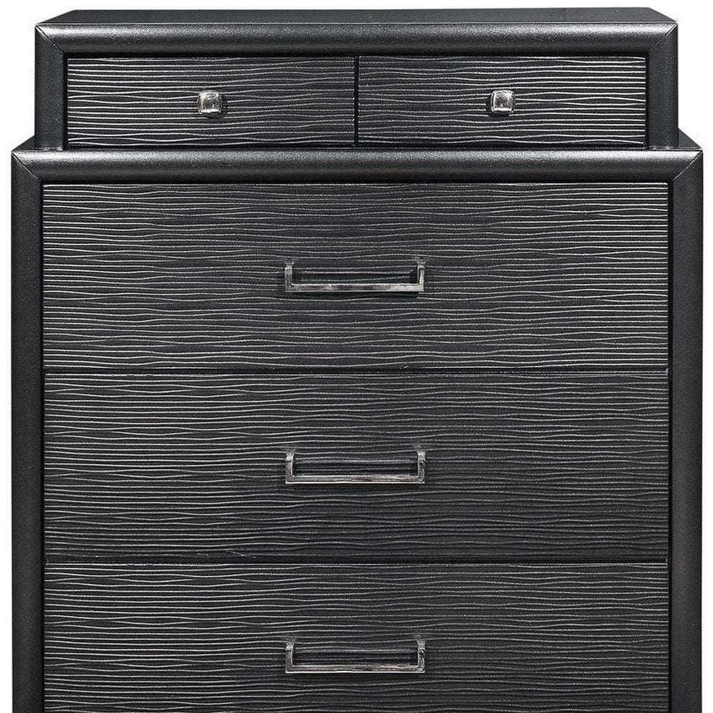 59" Gray Solid Wood Nine Drawer Double Dresser