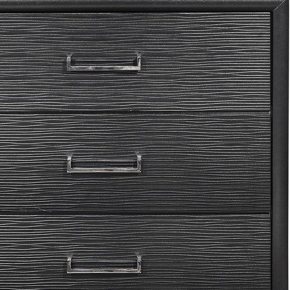 59" Gray Solid Wood Nine Drawer Double Dresser