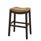 26" Tan And Espresso Solid Wood Backless Bar Height Bar Chair