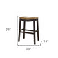 26" Tan and Espresso Solid Wood Backless Bar Height Bar Chair