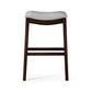 31" Gray And Espresso Faux Leather And Solid Wood Backless Bar Height Bar Chair
