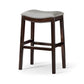 26" Gray And Espresso Faux Leather And Solid Wood Backless Counter Height Bar Chair