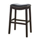 31" Black And Espresso Faux Leather And Solid Wood Backless Bar Height Bar Chair