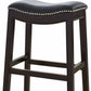 31" Black And Espresso Faux Leather And Solid Wood Backless Bar Height Bar Chair