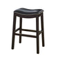 26" Black And Espresso Faux Leather And Solid Wood Backless Counter Height Bar Chair