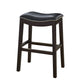 26" Black and Espresso Solid Wood Backless Counter Height Bar Chair