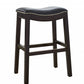 26" Black And Espresso Faux Leather And Solid Wood Backless Counter Height Bar Chair