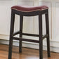 31" Dark Red and Espresso Solid Wood Backless Bar Chair