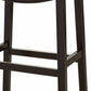 31" Dark Red And Espresso Faux Leather And Solid Wood Backless Counter Height Bar Chair