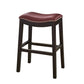 26" Dark Red and Espresso Solid Wood Backless Counter Height Bar Chair