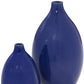 Set of Two Cobalt Ceramic Round Table Vases
