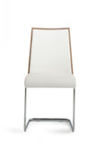 Set of Two White and Silver Upholstered Faux Leather Dining Side Chairs