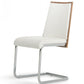 Set of Two White and Silver Upholstered Faux Leather Dining Side Chairs