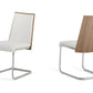 Set of Two White and Silver Upholstered Faux Leather Dining Side Chairs
