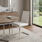 Set of Two White and Silver Upholstered Faux Leather Dining Side Chairs