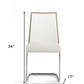 Set of Two White and Silver Upholstered Faux Leather Dining Side Chairs