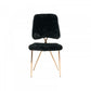 Set of Two Black and Gold Upholstered Fabric Dining Side Chairs