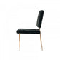 Set of Two Black and Gold Upholstered Fabric Dining Side Chairs