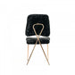 Set of Two Black and Gold Upholstered Fabric Dining Side Chairs